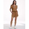 imageANRABESS Two Piece Sets for Women Summer Half Zip Short Set Sweatsuit 2 Piece Outfits Sweat Lounge Sets TracksuitDeep Camel