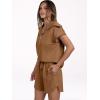 imageANRABESS Two Piece Sets for Women Summer Half Zip Short Set Sweatsuit 2 Piece Outfits Sweat Lounge Sets TracksuitDeep Camel