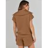 imageANRABESS Two Piece Sets for Women Summer Half Zip Short Set Sweatsuit 2 Piece Outfits Sweat Lounge Sets TracksuitDeep Camel