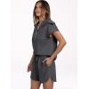 imageANRABESS Two Piece Sets for Women Summer Half Zip Short Set Sweatsuit 2 Piece Outfits Sweat Lounge Sets TracksuitDeep Grey