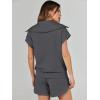 imageANRABESS Two Piece Sets for Women Summer Half Zip Short Set Sweatsuit 2 Piece Outfits Sweat Lounge Sets TracksuitDeep Grey