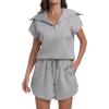 imageANRABESS Two Piece Sets for Women Summer Half Zip Short Set Sweatsuit 2 Piece Outfits Sweat Lounge Sets TracksuitGrey