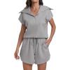 imageANRABESS Two Piece Sets for Women Summer Half Zip Short Set Sweatsuit 2 Piece Outfits Sweat Lounge Sets TracksuitLight Grey