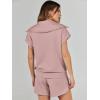 imageANRABESS Two Piece Sets for Women Summer Half Zip Short Set Sweatsuit 2 Piece Outfits Sweat Lounge Sets TracksuitLight Pink