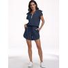imageANRABESS Two Piece Sets for Women Summer Half Zip Short Set Sweatsuit 2 Piece Outfits Sweat Lounge Sets TracksuitNavy Blue