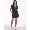 imageANRABESS Two Piece Sets for Women Summer Half Zip Short Set Sweatsuit 2 Piece Outfits Sweat Lounge Sets TracksuitNavy Blue