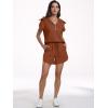 imageANRABESS Two Piece Sets for Women Summer Half Zip Short Set Sweatsuit 2 Piece Outfits Sweat Lounge Sets TracksuitRust