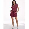 imageANRABESS Two Piece Sets for Women Summer Half Zip Short Set Sweatsuit 2 Piece Outfits Sweat Lounge Sets TracksuitWine Red