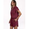 imageANRABESS Two Piece Sets for Women Summer Half Zip Short Set Sweatsuit 2 Piece Outfits Sweat Lounge Sets TracksuitWine Red