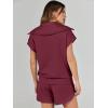 imageANRABESS Two Piece Sets for Women Summer Half Zip Short Set Sweatsuit 2 Piece Outfits Sweat Lounge Sets TracksuitWine Red