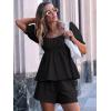 imageANRABESS Women 2 Piece Outfits Babydoll Linen Short Sets Square Neck Puffed Sleeve Backless Tops Beach 2025 Summer ClothesBlack