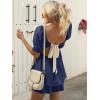 imageANRABESS Women 2 Piece Outfits Babydoll Linen Short Sets Square Neck Puffed Sleeve Backless Tops Beach 2025 Summer ClothesNavy Blue