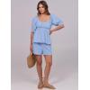 imageANRABESS Women 2 Piece Outfits Babydoll Linen Short Sets Square Neck Puffed Sleeve Backless Tops Beach 2025 Summer ClothesSky