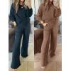 imageANRABESS Women 2 Piece Set Long Sleeve Sweatsuit Sweatpants Tracksuit Sweat Casual Matching 2024 Travel Fall Trendy OutfitsBrown