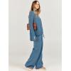 imageANRABESS Womens 2 Piece Outfit Sweater Lounge Sets Long Sleeve Knit Pullover Wide Leg Pant Tracksuit Loungewear 2024 FashionBlue