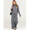 imageANRABESS Womens 2 Piece Outfit Sweater Lounge Sets Long Sleeve Knit Pullover Wide Leg Pant Tracksuit Loungewear 2024 FashionDark Grey