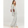 imageANRABESS Womens 2 Piece Outfit Sweater Lounge Sets Long Sleeve Knit Pullover Wide Leg Pant Tracksuit Loungewear 2024 FashionGrey