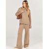 imageANRABESS Womens 2 Piece Outfit Sweater Lounge Sets Long Sleeve Knit Pullover Wide Leg Pant Tracksuit Loungewear 2024 FashionLight Khaki