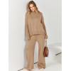 imageANRABESS Womens 2 Piece Outfit Sweater Lounge Sets Long Sleeve Knit Pullover Wide Leg Pant Tracksuit Loungewear 2024 FashionLight Khaki