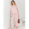 imageANRABESS Womens 2 Piece Outfit Sweater Lounge Sets Long Sleeve Knit Pullover Wide Leg Pant Tracksuit Loungewear 2024 FashionPink