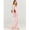 imageANRABESS Womens 2 Piece Outfit Sweater Lounge Sets Long Sleeve Knit Pullover Wide Leg Pant Tracksuit Loungewear 2024 FashionPink