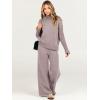 imageANRABESS Womens 2 Piece Outfit Sweater Lounge Sets Long Sleeve Knit Pullover Wide Leg Pant Tracksuit Loungewear 2024 FashionRed Khaki