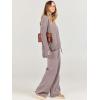 imageANRABESS Womens 2 Piece Outfit Sweater Lounge Sets Long Sleeve Knit Pullover Wide Leg Pant Tracksuit Loungewear 2024 FashionRed Khaki