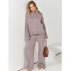 imageANRABESS Womens 2 Piece Outfit Sweater Lounge Sets Long Sleeve Knit Pullover Wide Leg Pant Tracksuit Loungewear 2024 FashionRed Khaki