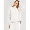 imageANRABESS Womens 2 Piece Outfit Sweater Lounge Sets Long Sleeve Knit Pullover Wide Leg Pant Tracksuit Loungewear 2024 FashionWhite