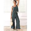 imageANRABESS Womens 2 Piece Outfits Linen Pants Jumpsuit Matching Lounge Set Casual Summer Beach Vacation Trendy Clothes Grey XXLarge