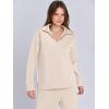 imageANRABESS Womens 2 Piece Outfits Lounge Sets Casual Long Sleeve Sweatsuits Polo Top Wide Leg Pants Fall Sweat Matching SetsApricot