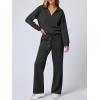 imageANRABESS Womens 2 Piece Outfits Lounge Sets Casual Long Sleeve Sweatsuits Polo Top Wide Leg Pants Fall Sweat Matching SetsBlack