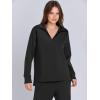 imageANRABESS Womens 2 Piece Outfits Lounge Sets Casual Long Sleeve Sweatsuits Polo Top Wide Leg Pants Fall Sweat Matching SetsBlack