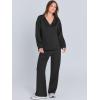 imageANRABESS Womens 2 Piece Outfits Lounge Sets Casual Long Sleeve Sweatsuits Polo Top Wide Leg Pants Fall Sweat Matching SetsBlack