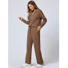 imageANRABESS Womens 2 Piece Outfits Lounge Sets Casual Long Sleeve Sweatsuits Polo Top Wide Leg Pants Fall Sweat Matching SetsBrown