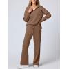 imageANRABESS Womens 2 Piece Outfits Lounge Sets Casual Long Sleeve Sweatsuits Polo Top Wide Leg Pants Fall Sweat Matching SetsBrown