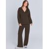 imageANRABESS Womens 2 Piece Outfits Lounge Sets Casual Long Sleeve Sweatsuits Polo Top Wide Leg Pants Fall Sweat Matching SetsCoffee
