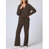 imageANRABESS Womens 2 Piece Outfits Lounge Sets Casual Long Sleeve Sweatsuits Polo Top Wide Leg Pants Fall Sweat Matching SetsCoffee