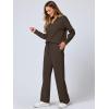 imageANRABESS Womens 2 Piece Outfits Lounge Sets Casual Long Sleeve Sweatsuits Polo Top Wide Leg Pants Fall Sweat Matching SetsCoffee