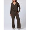 imageANRABESS Womens 2 Piece Outfits Lounge Sets Casual Long Sleeve Sweatsuits Polo Top Wide Leg Pants Fall Sweat Matching SetsCoffee