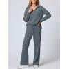 imageANRABESS Womens 2 Piece Outfits Lounge Sets Casual Long Sleeve Sweatsuits Polo Top Wide Leg Pants Fall Sweat Matching SetsGray Blue