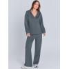 imageANRABESS Womens 2 Piece Outfits Lounge Sets Casual Long Sleeve Sweatsuits Polo Top Wide Leg Pants Fall Sweat Matching SetsGray Blue