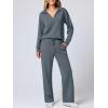 imageANRABESS Womens 2 Piece Outfits Lounge Sets Casual Long Sleeve Sweatsuits Polo Top Wide Leg Pants Fall Sweat Matching SetsGray Blue