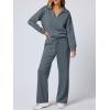 imageANRABESS Womens 2 Piece Outfits Lounge Sets Casual Long Sleeve Sweatsuits Polo Top Wide Leg Pants Fall Sweat Matching SetsGray Blue