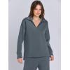 imageANRABESS Womens 2 Piece Outfits Lounge Sets Casual Long Sleeve Sweatsuits Polo Top Wide Leg Pants Fall Sweat Matching SetsGray Blue