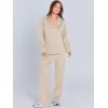 imageANRABESS Womens 2 Piece Outfits Lounge Sets Casual Long Sleeve Sweatsuits Polo Top Wide Leg Pants Fall Sweat Matching SetsKhaki
