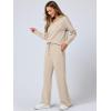 imageANRABESS Womens 2 Piece Outfits Lounge Sets Casual Long Sleeve Sweatsuits Polo Top Wide Leg Pants Fall Sweat Matching SetsKhaki