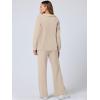 imageANRABESS Womens 2 Piece Outfits Lounge Sets Casual Long Sleeve Sweatsuits Polo Top Wide Leg Pants Fall Sweat Matching SetsKhaki