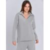 imageANRABESS Womens 2 Piece Outfits Lounge Sets Casual Long Sleeve Sweatsuits Polo Top Wide Leg Pants Fall Sweat Matching SetsLight Grey