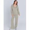 imageANRABESS Womens 2 Piece Outfits Lounge Sets Casual Long Sleeve Sweatsuits Polo Top Wide Leg Pants Fall Sweat Matching SetsLight Khaki